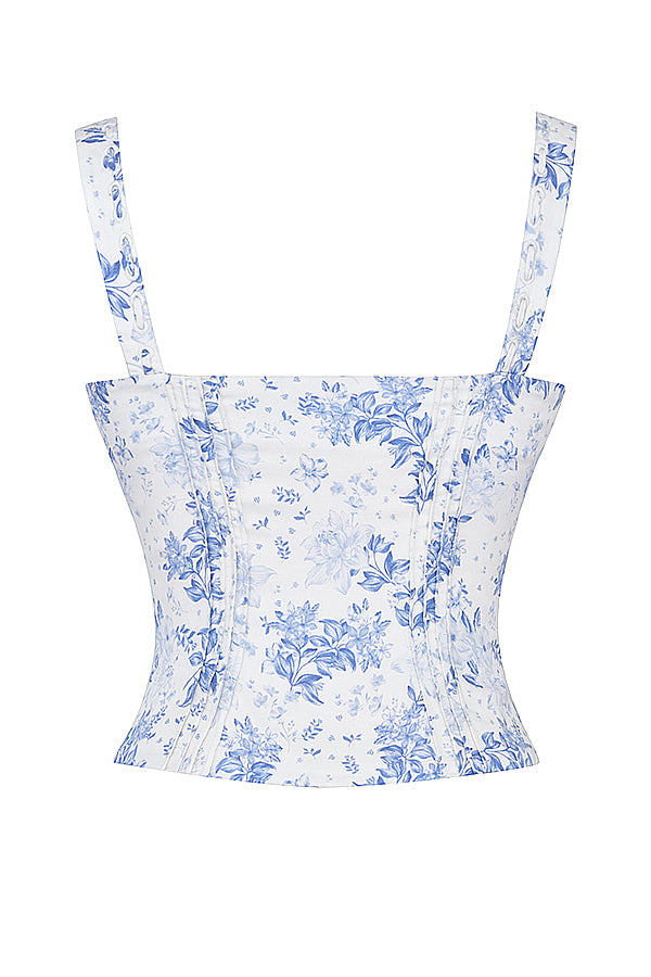 Corset Floral Mariah - Azul - Singular Loja